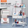 VEVOR Stainless Steel Utility Cart with Wheels – Medical/Dental Lab Cart – 2 Shelves/1 Drawer(3 Shelves/ 1 Drawer)