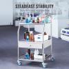 VEVOR Stainless Steel Utility Cart with Wheels – Medical/Dental Lab Cart – 2 Shelves/1 Drawer(3 Shelves/ 1 Drawer)
