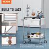 VEVOR Stainless Steel Utility Cart with Wheels – Medical/Dental Lab Cart – 2 Shelves/1 Drawer(Catering Cart)