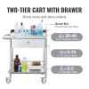 VEVOR Stainless Steel Utility Cart with Wheels – Medical/Dental Lab Cart – 2 Shelves/1 Drawer(Catering Cart)