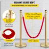 VEVOR Stanchions and Velvet Ropes 4Pcs, Solid Base with Stainless Steel Post, 5ft Red Velvet Ropes and Posts, Crowd Control Barriers Gold Stanchions, Red Carpet Runner Poles for Party Supplies(Gold)
