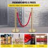 VEVOR Stanchions and Velvet Ropes 4Pcs, Solid Base with Stainless Steel Post, 5ft Red Velvet Ropes and Posts, Crowd Control Barriers Gold Stanchions, Red Carpet Runner Poles for Party Supplies(Gold)