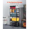 VEVOR Storage Shelves, 3000 lbs, 5 Tier Garage Storage Shelving, 18″ D x 48″ W x 78″ H Adjustable Metal Shelves for Garage Shelves Utility Rack Shelf, Ideal for Kitchen, Warehouse, Basement, Black(16″ D x 32″ W x 62.8″)