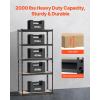 VEVOR Storage Shelves, 3000 lbs, 5 Tier Garage Storage Shelving, 18″ D x 48″ W x 78″ H Adjustable Metal Shelves for Garage Shelves Utility Rack Shelf, Ideal for Kitchen, Warehouse, Basement, Black(16″ D x 36″ W x 71.4″)