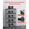 VEVOR Storage Shelves, 3000 lbs, 5 Tier Garage Storage Shelving, 18″ D x 48″ W x 78″ H Adjustable Metal Shelves for Garage Shelves Utility Rack Shelf, Ideal for Kitchen, Warehouse, Basement, Black(16″ D x 32″ W x 63″ H)