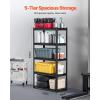VEVOR Storage Shelves, 3000 lbs, 5 Tier Garage Storage Shelving, 18″ D x 48″ W x 78″ H Adjustable Metal Shelves for Garage Shelves Utility Rack Shelf, Ideal for Kitchen, Warehouse, Basement, Black(16″ D x 32″ W x 63″ H)
