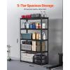 VEVOR Storage Shelves, 3000 lbs, 5 Tier Garage Storage Shelving, 18″ D x 48″ W x 78″ H Adjustable Metal Shelves for Garage Shelves Utility Rack Shelf, Ideal for Kitchen, Warehouse, Basement, Black(18″ D x 48″ W x 78″ H)
