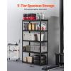 VEVOR Storage Shelves, 3000 lbs, 5 Tier Garage Storage Shelving, 18″ D x 48″ W x 78″ H Adjustable Metal Shelves for Garage Shelves Utility Rack Shelf, Ideal for Kitchen, Warehouse, Basement, Black(18″ D x 40″ W x 72″ H)