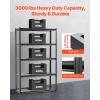 VEVOR Storage Shelves, 3000 lbs, 5 Tier Garage Storage Shelving, 18″ D x 48″ W x 78″ H Adjustable Metal Shelves for Garage Shelves Utility Rack Shelf, Ideal for Kitchen, Warehouse, Basement, Black(18″ D x 48″ W x 78″ H)