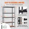 VEVOR Storage Shelves, 3000 lbs, 5 Tier Garage Storage Shelving, 18″ D x 48″ W x 78″ H Adjustable Metal Shelves for Garage Shelves Utility Rack Shelf, Ideal for Kitchen, Warehouse, Basement, Black(18″ D x 48″ W x 72″ H)