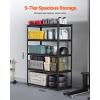VEVOR Storage Shelves, 3000 lbs, 5 Tier Garage Storage Shelving, 24″ D x 48″ W x 72″ H Adjustable Metal Shelves for Garage Shelves Utility Rack Shelf, Ideal for Kitchen, Warehouse, Basement, Black(24″ D x 48″ W x 72″ H)