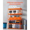 VEVOR Storage Shelves, 3000 lbs, 5 Tier Heavy Duty Garage Shelving, 24″ D x 48″ W x 72″ H Adjustable Metal Shelves for Industrial Shelving Unit Utility Shelf, for Kitchen, Warehouse, Basement, Black(Orange)