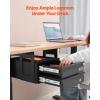 VEVOR Under Desk Lockable Slide Out Drawer, 13 inch Under Desk Pull-out Drawer for Sit Stand Workstation, Secure Under Counter Drawers for Home Office Storage Organizer, Black(Double)