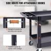 VEVOR Utility Service Cart, 2 Shelf 550LBS Heavy Duty Plastic Rolling Utility Cart with 360° Swivel Wheels (2 with Brakes), Large Lipped Shelf, Ergonomic Storage Handle for Warehouse/Garage/Cleaning