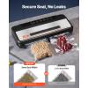 VEVOR Vacuum Sealer Machine, 95Kpa 350W Powerful Dual Pump and Dual Sealing, Dry and Moist Food Storage, Automatic and Manual Air Sealing System with Built-in Cutter, with Seal Bag and External Hose(80KPA)