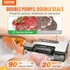 VEVOR Vacuum Sealer Machine, 95Kpa 350W Powerful Dual Pump and Dual Sealing, Dry and Moist Food Storage, Automatic and Manual Air Sealing System with Built-in Cutter, with Seal Bag and External Hose(Vacuum Sealer 90Kpa)