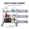 VEVOR&nbsp;Stainless Steel Cart,&nbsp;3 Layers&nbsp;Lab Utility Cart&nbsp;400 lbs Weight Capacity,&nbsp;Medical Cart&nbsp;with Lockable Universal Wheels, for Lab, Clinic, Kitchen, Salon