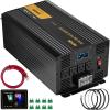VEVOR 1000W Pure Sine Wave Inverter, DC 12V to AC 120V Power Inverter with 2 AC Outlets 1 USB Port 1 Type-C Port, Remote Control for Small Home Devices Like Smartphone Laptop, CE FCC Certified(3500W)