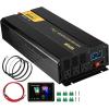 VEVOR 1000W Pure Sine Wave Inverter, DC 12V to AC 120V Power Inverter with 2 AC Outlets 1 USB Port 1 Type-C Port, Remote Control for Small Home Devices Like Smartphone Laptop, CE FCC Certified(2500W)