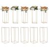 VEVOR 10PCS 31.5inch High Wedding Flower Stand, With Acrylic Laminate,Metal Vase Column Geometric Centerpiece Stands, Gold Rectangular Floral Display Rack for Events Reception, Party Decoration