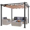 VEVOR 10’x10′ Outdoor Retractable Pergola with Canopy, Aluminum Pergola with Retractable Canopy, Modern Style, Sun Shade for Patios, Gardens, Decks, Backyards (Gray)(Beige)