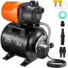 VEVOR 1HP Shallow Well Pump Portable, 1380 GPH Garden Jet Pump with Automatic Controller, 145 ft Head Stainless Steel Sprinkler Booster Pumps, for Garden Lawn Irrigation System, Water Transfer(1 HP with Tank)