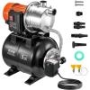 VEVOR 1HP Shallow Well Pump Portable, 1380 GPH Garden Jet Pump with Automatic Controller, 145 ft Head Stainless Steel Sprinkler Booster Pumps, for Garden Lawn Irrigation System, Water Transfer(1 HP with Tank SS)