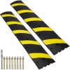 VEVOR 2PCs 6 ft/72” Rubber Speed Hump, 2 Channel, 22000 lbs Capacity Heavy Duty Traffic Speed Bump, with High Reflective Yellow Strip 8 Expansion Screws and 1 Drill, for Asphalt Concrete Gravel Roads(2 PCs)