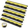 VEVOR 3 PCs 2 Channel Rubber Cable Protector Ramp, 12000 lbs/axle Capacity Heavy Duty Hose Wire Cover Ramp Driveway, Traffic Speed Bump w/Flip-Open Top Cover & 50 ft Warning Tape, for Indoor&Outdoor(2 Channel-5PCs)