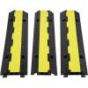 VEVOR 3 PCs 2 Channel Rubber Cable Protector Ramp, 12000 lbs/axle Capacity Heavy Duty Hose Wire Cover Ramp Driveway, Traffic Speed Bump w/Flip-Open Top Cover & 50 ft Warning Tape, for Indoor&Outdoor(2 Channel-3PCs)