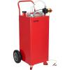 VEVOR 30 Gallon Fuel Caddy, Gas Storage Tank & 4 Wheels, with Manual Transfer Pump, Gasoline Diesel Fuel Container for Cars, Lawn Mowers, ATVs, Boats, More, Yellow(Electric Red)