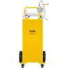 VEVOR 30 Gallon Fuel Caddy, Gas Storage Tank & 4 Wheels, with Manual Transfer Pump, Gasoline Diesel Fuel Container for Cars, Lawn Mowers, ATVs, Boats, More, Yellow(Yellow)