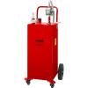 VEVOR 30 Gallon Gas Caddy – Portable Fuel Storage Tank with 2 Wheels & Manual Transfer Pump, Diesel & Gasoline Fuel Container for Cars, Lawn Mowers, ATVs, Boats, Black(Red)