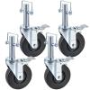 VEVOR 4 Pack 5″ Scaffolding Wheels – 1″ Solid Stem, Rubber Wheels with Dual Locking Heavy Duty Casters, 330LBS Capacity(5″ Solid Round Stem)