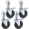 VEVOR 4 Pack 5″ Scaffolding Wheels – 1″ Solid Stem, Rubber Wheels with Dual Locking Heavy Duty Casters, 330LBS Capacity(5″ Square Tube Stem)
