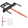 VEVOR 49″ Hay Spear, Bale Spears 1600lbs Loading Capacity, Skid Steer Loader Tractor Attachment with 2pcs 17.5″ Stabilizer Spears, Quick Attach Spike Forks(Horizontal type)