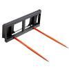 VEVOR 49″ Hay Spear, Bale Spears 3000lbs Loading Capacity, Skid Steer Loader Tractor Bucket Attachment with 2pcs 17.5″ Stabilizer Spears and 60″ Chain, Quick Attach Spike Forks(49″ Horizontal Assembly)