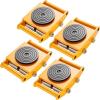 VEVOR 4PCS Machinery Skates Dollies, 17,637 lb Heavy Duty Equipment Moving Skates with 4 PU Wheels, 360° Rotation Non-Slip Cap, Low-Profile Industrial Mover Rollers for Factory, Warehouse, Workshop(4 Pcs-Steel Wheels)