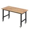 VEVOR Adjustable Workbench, 48-Inch Work Bench with Power Outlet, Wheels, and Pegboard, 2000 lbs Load Heavy Duty Oak Wood Top Work Table for Garage, Workshop, Office, and Home(Universal Wheels│48″X24″)