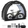 VEVOR Bike Storage Shed Tent, 1-2 Bikes, Outdoor Spacious Bike Storage Sheds with Ventilated Window, Waterproof Easy-to-Install Bike Tent with High Strength Fiberglass & Dual Zippers, Fit for Bicycle(Black- Curved top – XXXL for 5-6 Bikes w/ 2 Doors)