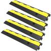 VEVOR Cable Protector Ramp, 4 Packs 2 Channels Rubber Modular Speed Bumps Rated 11000 LBS Load Capacity, Protective Wire Cord Ramp Driveway Rubber Traffic Speed Bumps Hump Cable Protector
