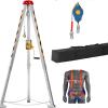 VEVOR Confined Space Tripod Kit, 1800 lbs Winch, Confined Space Tripod 7′ Legs and 98′ Cable, Confined Space Rescue Tripod 32.8′ Fall Protection, Harness, Storage Bag for Traditional Confined Spaces(1200 lbs w/Harness)