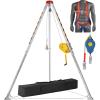 VEVOR Confined Space Tripod Kit, 1800 lbs Winch, Confined Space Tripod 7′ Legs and 98′ Cable, Confined Space Rescue Tripod 32.8′ Fall Protection, Harness, Storage Bag for Traditional Confined Spaces(2600 lbs w/Harness)