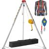 VEVOR Confined Space Tripod Kit, 1800 lbs Winch, Confined Space Tripod 7′ Legs and 98′ Cable, Confined Space Rescue Tripod 32.8′ Fall Protection, Harness, Storage Bag for Traditional Confined Spaces(1800 lbs w/Harness)