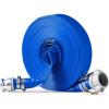 VEVOR Discharge Hose, 1-1/2″ x 100′, PVC Fabric Lay Flat Hose, Heavy Duty Backwash Drain Hose with Clamps, Weather-proof & Burst-proof, Ideal for Swimming Pool & Water Transfer, Blue(1-1/2″ x 100′ with connector)