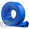 VEVOR Discharge Hose, 1-1/2″ x 100′, PVC Fabric Lay Flat Hose, Heavy Duty Backwash Drain Hose with Clamps, Weather-proof & Burst-proof, Ideal for Swimming Pool & Water Transfer, Blue(02 2″ x 50′)