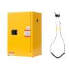 VEVOR Flammable Cabinet 18″ x 43″ x 50″, Cold-Rolled Steel Flammable Liquid Storage Cabinet 34 Gal with 2 Adjustable Shelves/2 Manual Closing Doors for Industrial Use, Yellow(18″ x 23″ x 35″)