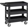 VEVOR Foldable Utility Service Cart, 165LBS 3 Shelf Heavy Duty Plastic Rolling Cart with 360° Swivel Wheels (2 with Brakes), Ergonomic Handle, Portable Garage Tool Cart for Warehouse Office Home(3 Tier-550LBS)