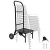 VEVOR Folding Chair Rack, 300 LBS Capacity, L-Shape Horizontal Placement Chair Cart for 25 Chairs, Heavy-Duty Metal Chair Storage Dolly with Rubber Wheels and Holders, Large Chair Holder, Matte Black(Stacking type)