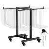 VEVOR Folding Chair Rack, 300 LBS Capacity, L-Shape Horizontal Placement Chair Cart for 25 Chairs, Heavy-Duty Metal Chair Storage Dolly with Rubber Wheels and Holders, Large Chair Holder, Matte Black(T-Shape type)